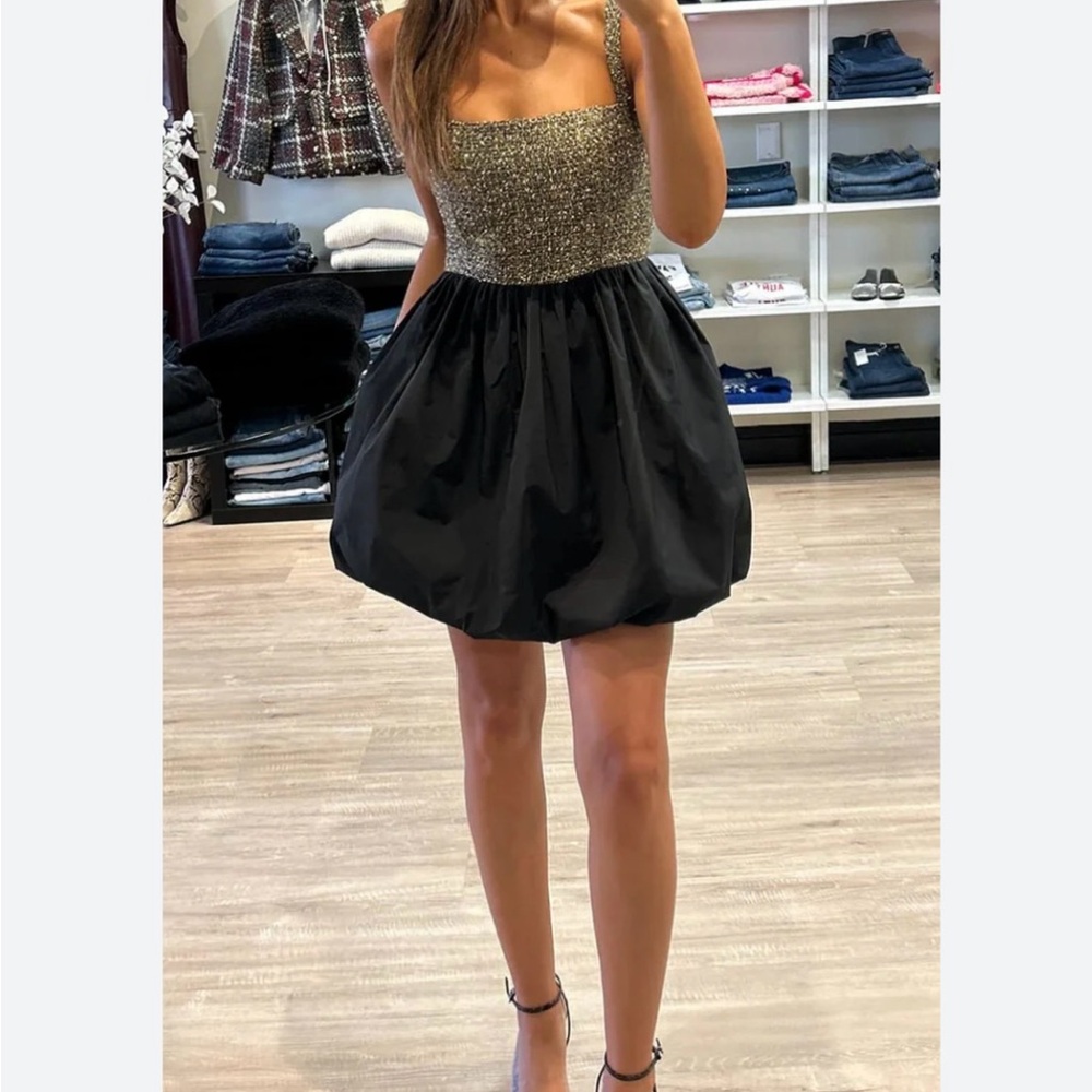 Amanda Uprichard Black and Gold Mini Dress